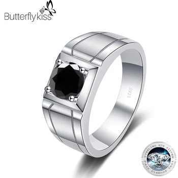 Butterflykiss 0.5/1CT D Cor Moissanite Anéis de Diamante Para Homens 100% 925 Silver Anel do Partido para o Dia do Pai de Presente de Natal