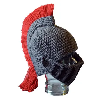 Spartan Capacete de Cavaleiro de Chapéu de Crochê Chapéu de Malha de Esqui Cara Engraçada de Cobertura de Inverno Quente Caps Gorro para Homens Mulheres HSJ88