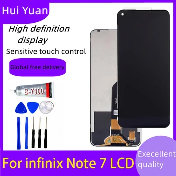 Para Infinix Nota 7 X690 X690B Tela LCD de Toque Sensor do conjunto do Digitador Nota 7 X690 Visor Frontal com Painel de Vidro Cheio de LCD