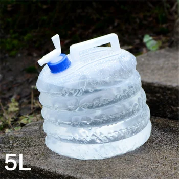 5L exterior PE telescópica de água dobrável bag duplo balde com torneira de carro EP acampamento de beber a garrafa térmica chaleira carregando saco de pé