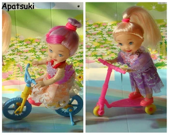 Crianças Brinquedo Definir Miniatura 1/12 Casa de bonecas de Brinquedo, Scooter & Bicicleta Mini Brinquedo para a Boneca Barbie Casa de Boneca, Acessórios para Kelly Bonecas