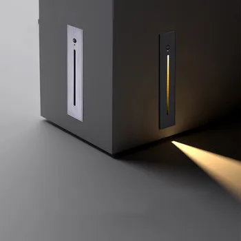 Simples LED de detecção footlight incorporado corredor de longa barra hotel escadas ao ar livre impermeável humanos sensor de luz pequena luz noturna