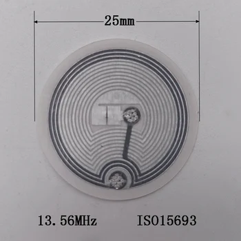 100pcs MOQ HF RFID rodada de 25mm de marca branca etiqueta Etiqueta De 13,56 Mhz ISO15693 protocolo de etiqueta NFC